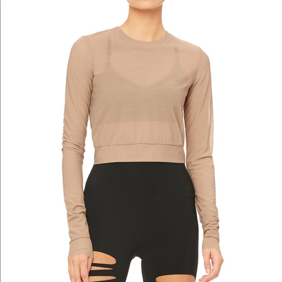 Alo Yoga Amuse Long Sleeve Top Gravel 